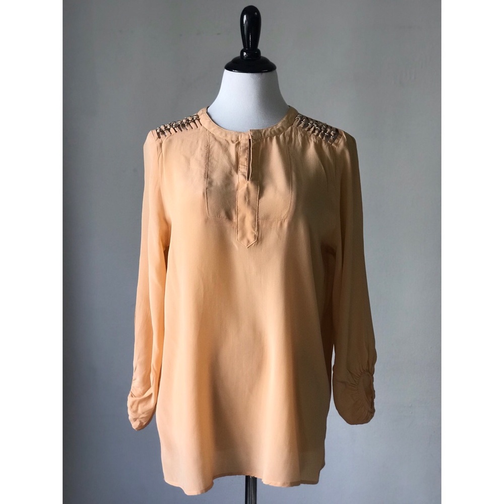 Silk Peach Blouse w/ Details